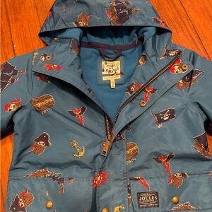 Joules Kids Teal Pirate Adventure “Right As Rain” Fleece Lined Raincoat